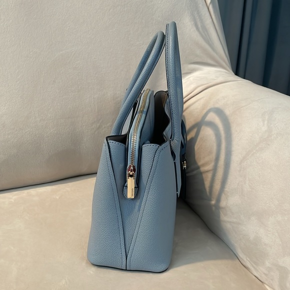 Kate Spade Margaux Medium Satchel Crossbody Bag in Blue with Silver Hardware - Picture 4 of 17